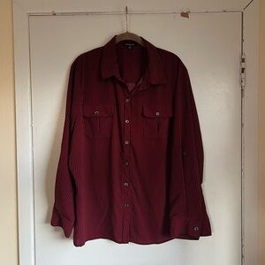 Notations Red and Black Striped Button Up Shirt Size 2X